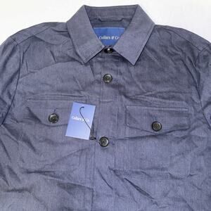 Collars & Co Mens Maverick Blazer Navy Linen Cotton Chore Jacket NK-6027 Lg NWT
